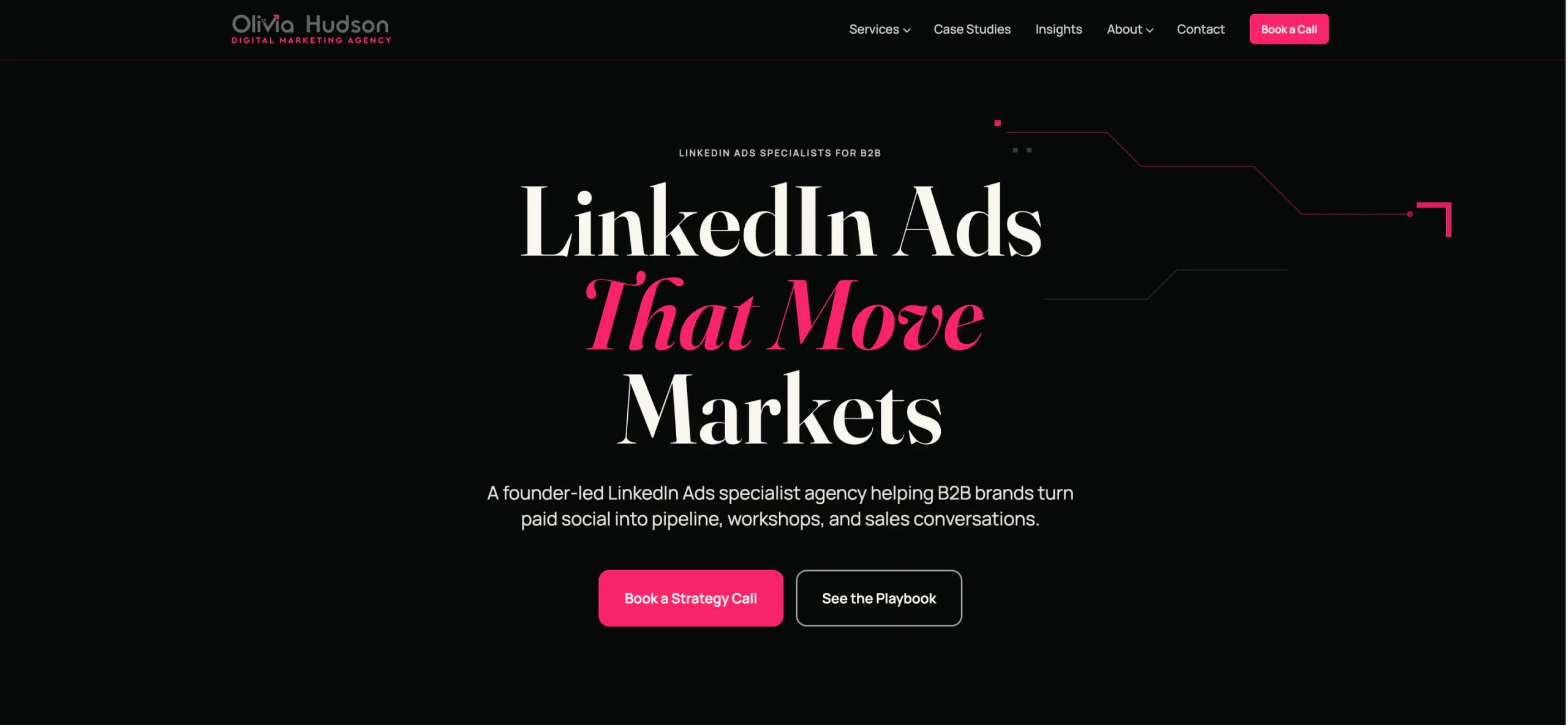 Olivia Hudson redesigned website hero
