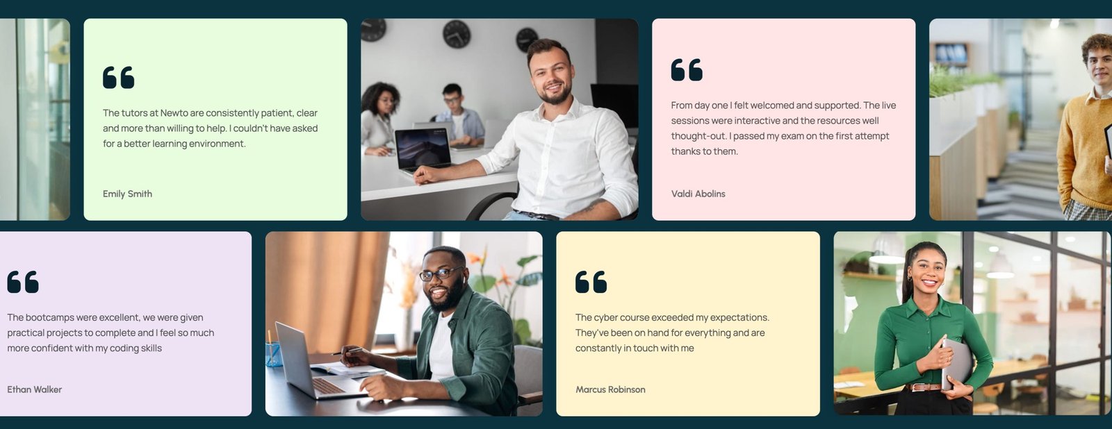 Newto Training testimonial section