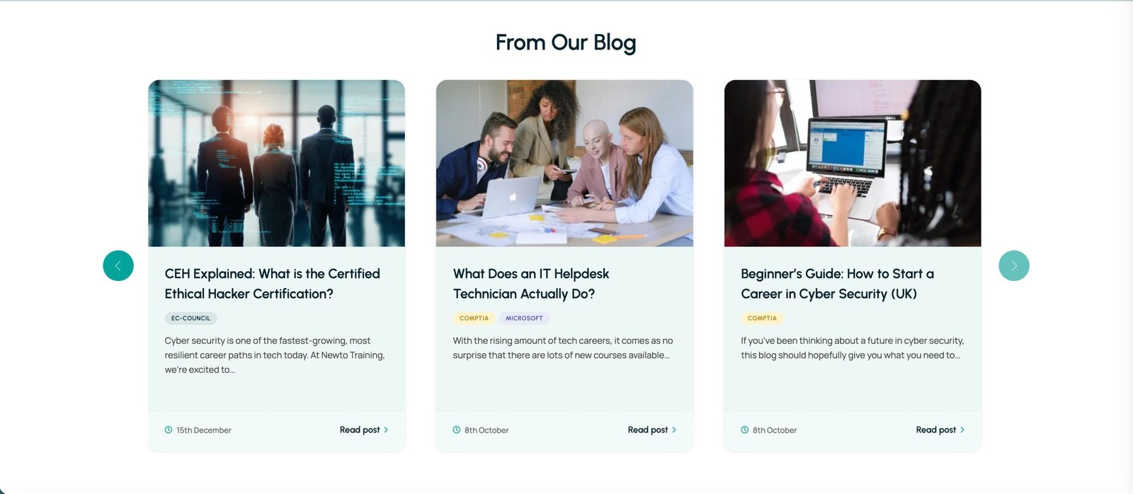 Newto Training resources and blog section
