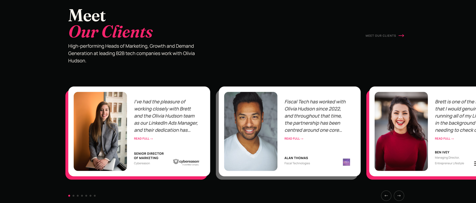 Olivia Hudson clients section