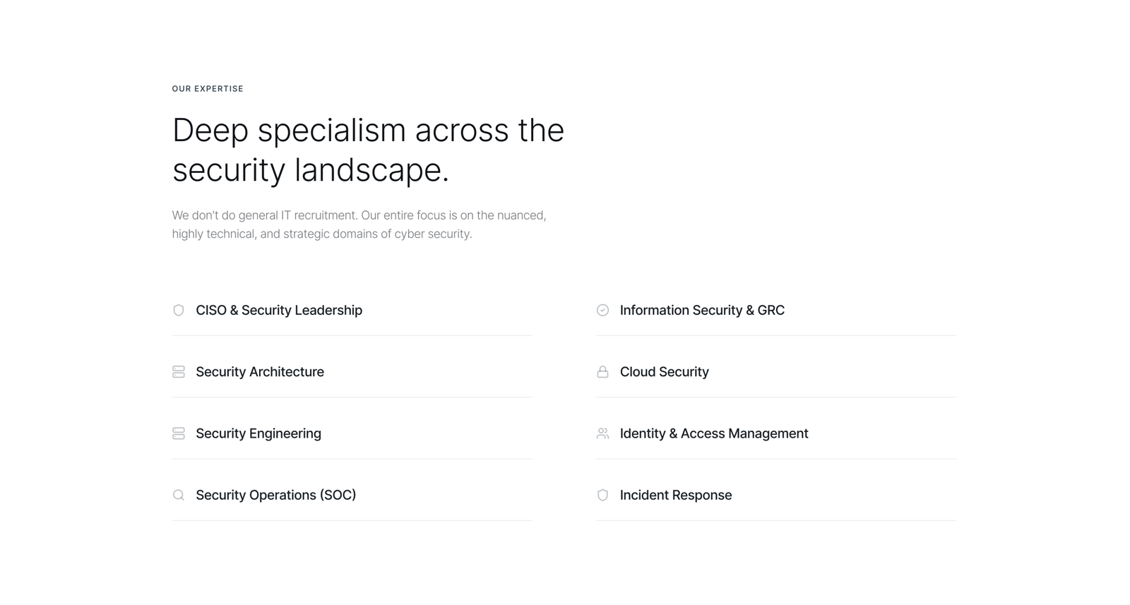 Silverdale Partners security specialisms section