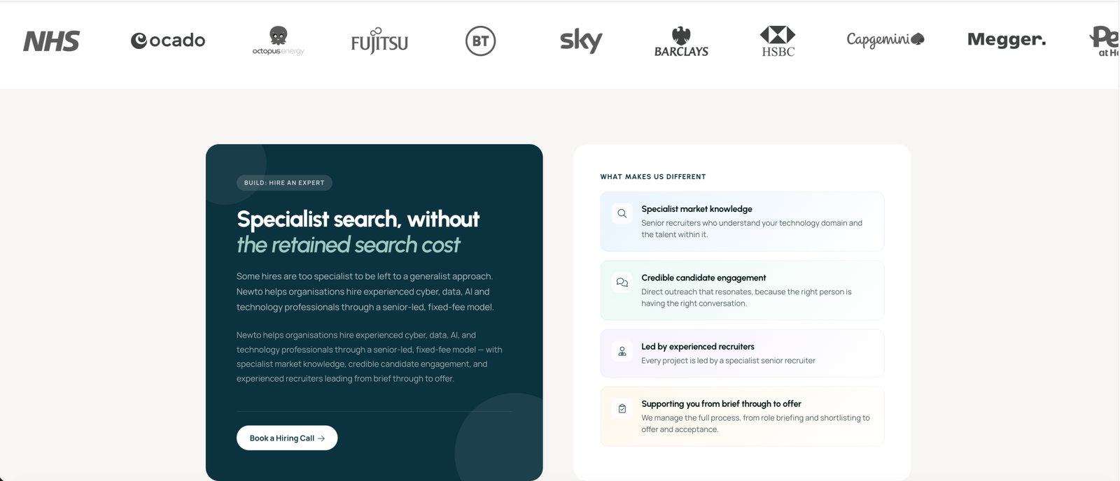 Newto Recruitment specialist search section