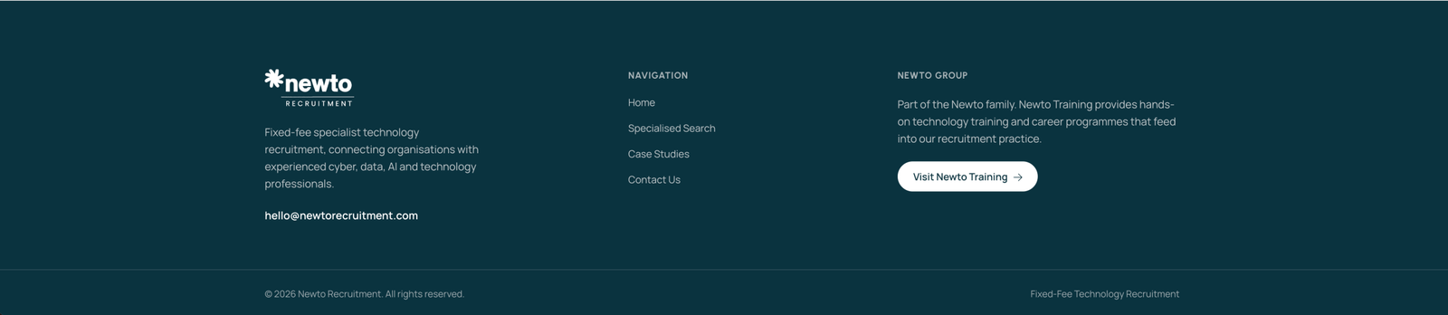 Newto Recruitment footer section