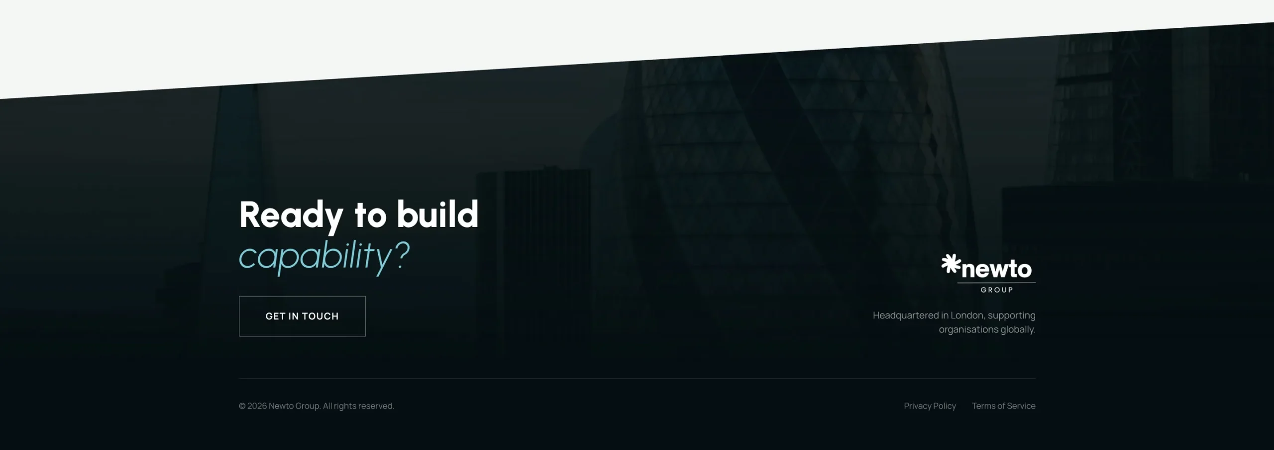 Newto Group closing call to action and footer