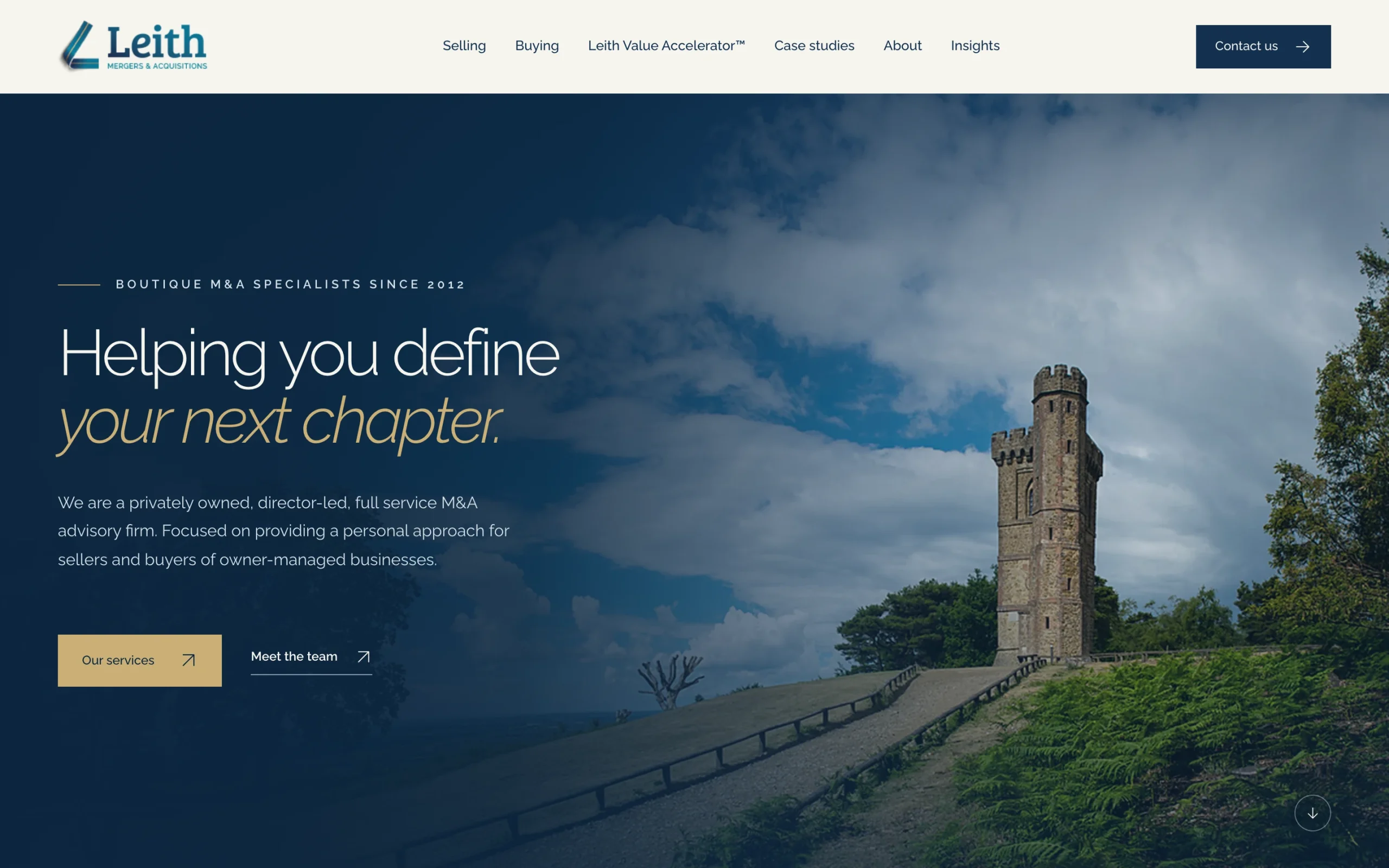 Leith M&A redesigned homepage