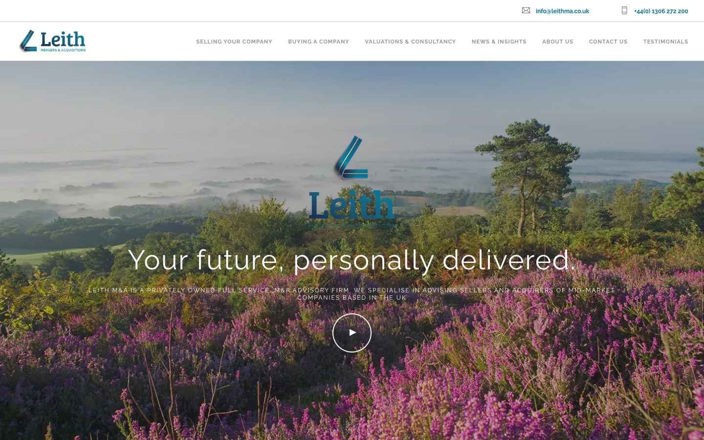 Leith M&A homepage before the redesign