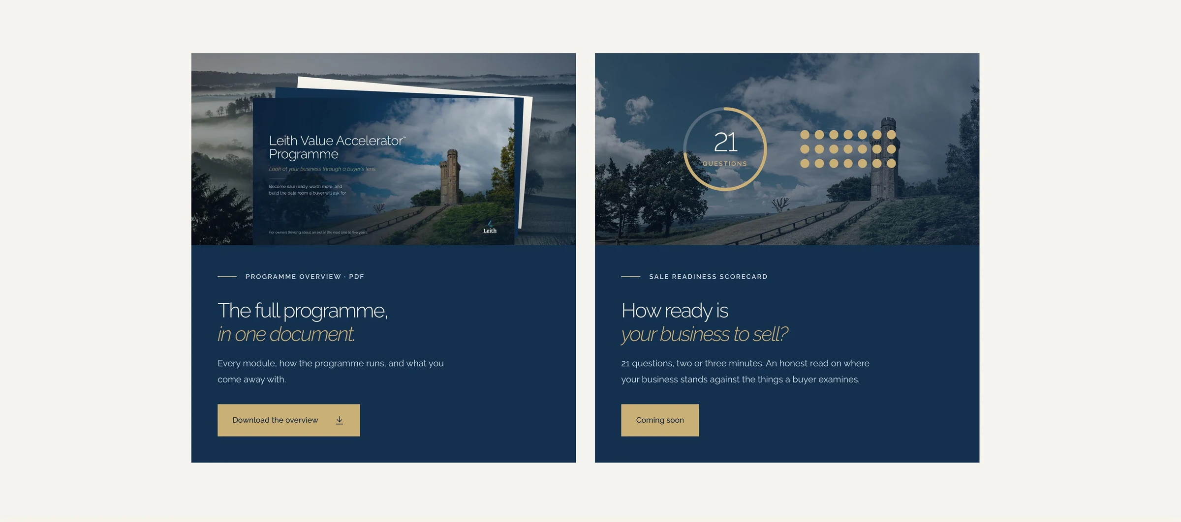 Leith M&A Value Accelerator programme and scorecard