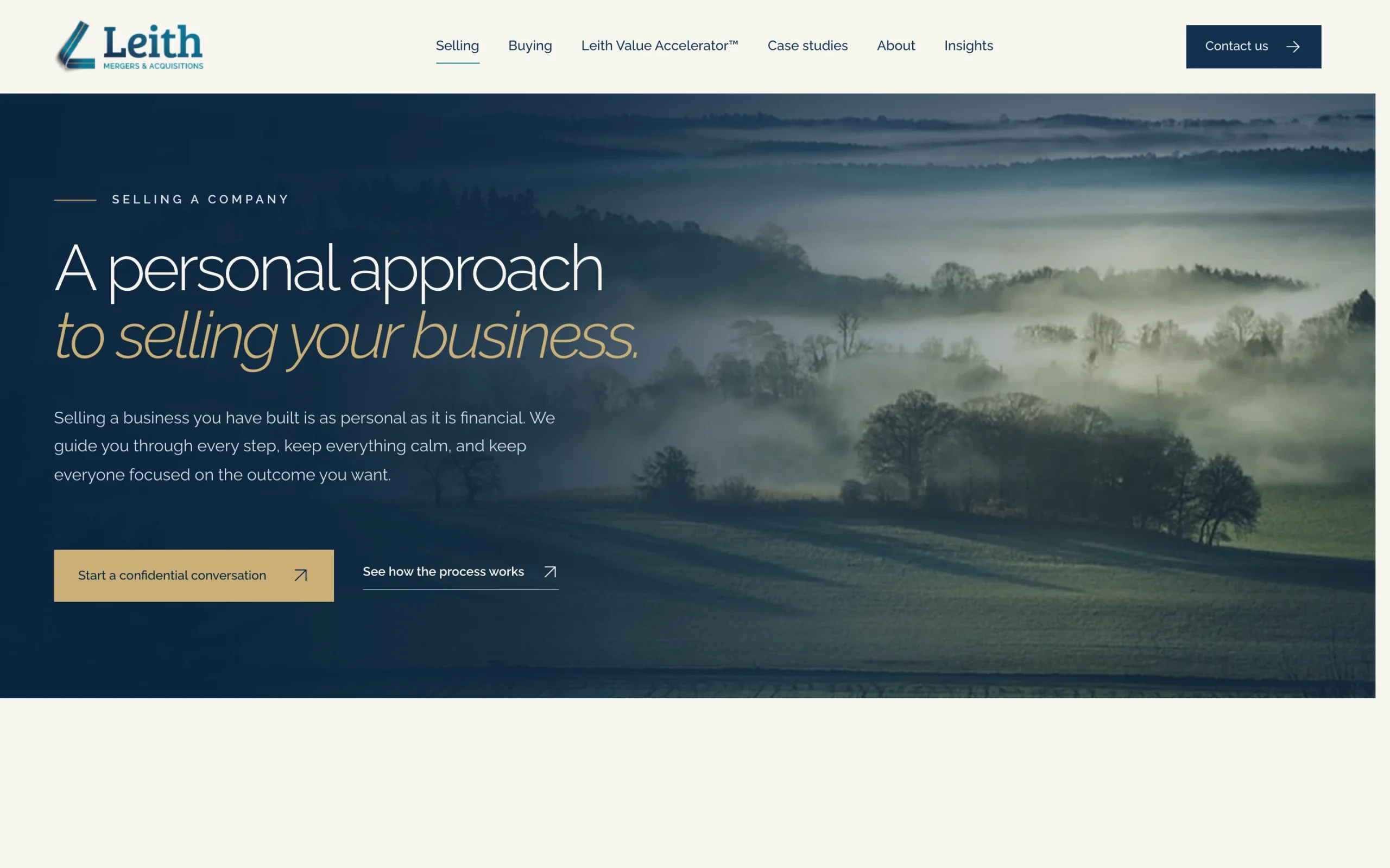 Leith M&A Selling service page